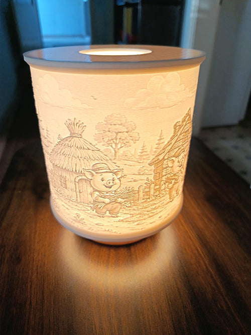 Bajkovita lithophane svjetiljka Tri praščića za dječju sobu